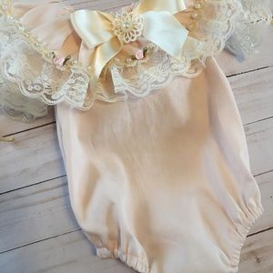 Baby girls handmade 100% silk romper
